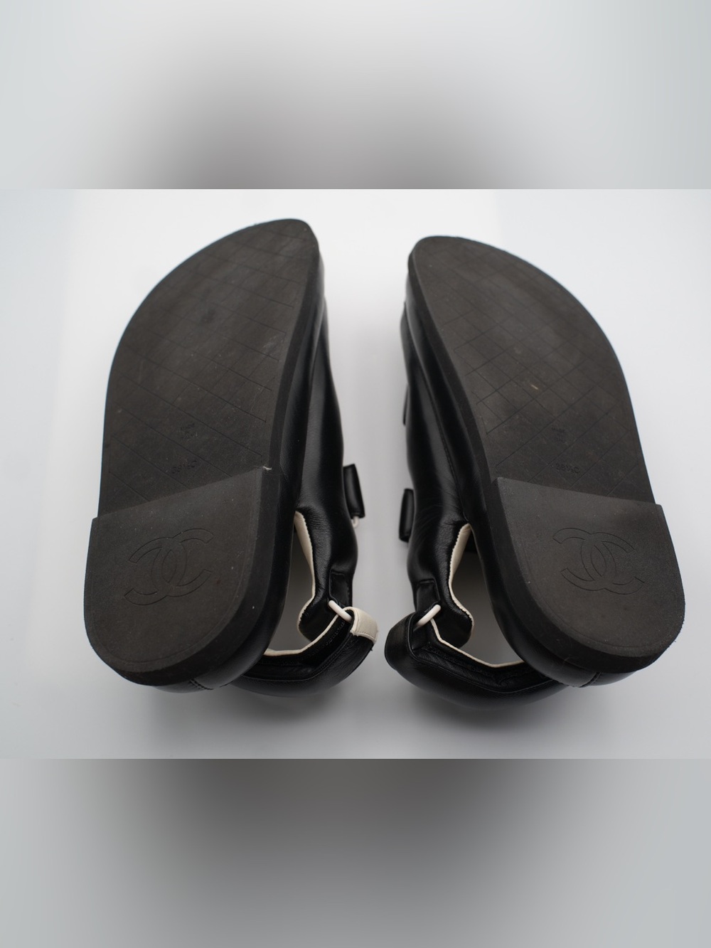 CHANEL Black Leather Padded Velcro “DAD” Sandals - Picture 3 of 4